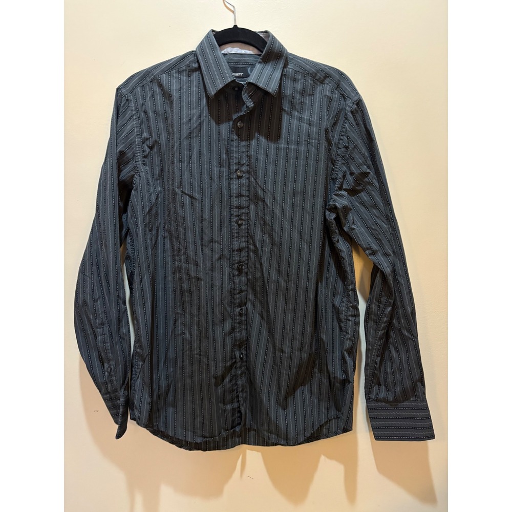 QUIETI Men's Striped Button Up Shirt Long Sleeve Flip Cuff Cotton‎ Casual